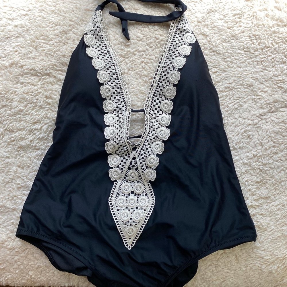 Kona Del Sol Black One Piece with Cream Accents